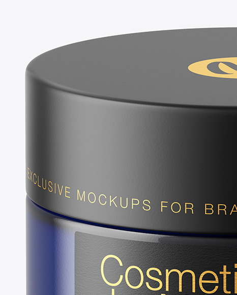 Dark Blue Glass Cosmetic Jar Mockup