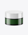 Dark Green Glass Cosmetic Jar Mockup