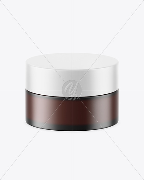 Dark Frosted Amber Glass Cosmetic Jar Mockup