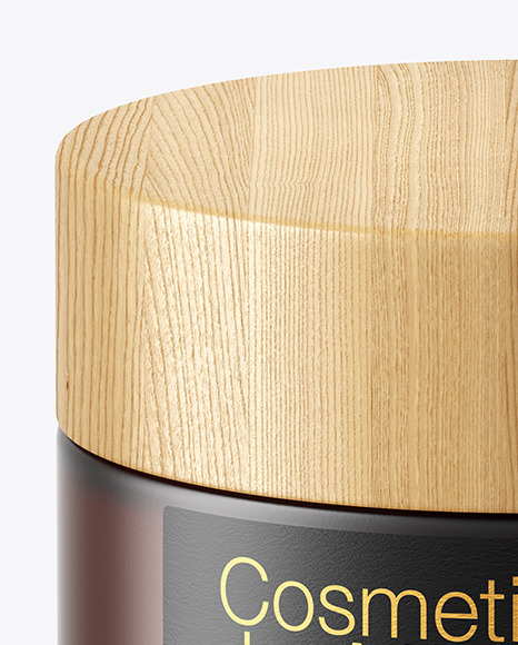 Dark Frosted Amber Glass Cosmetic Jar Mockup