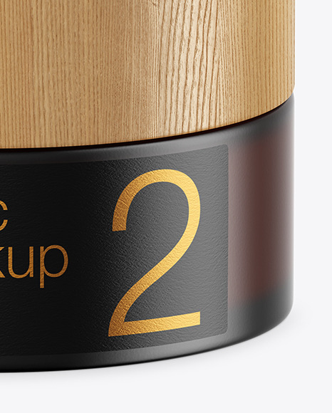 Dark Frosted Amber Glass Cosmetic Jar Mockup