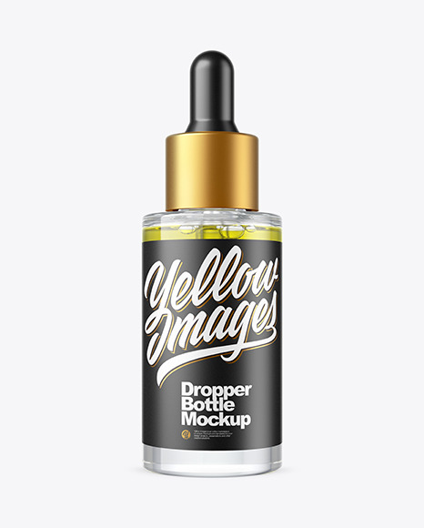 Clear Glass Dropper Bottle with Oil Mockup