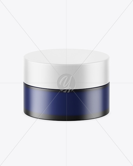 Dark Frosted Blue Glass Cosmetic Jar Mockup