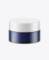 Dark Frosted Blue Glass Cosmetic Jar Mockup