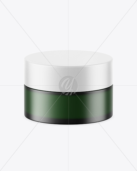 Dark Frosted Green Glass Cosmetic Jar Mockup