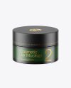Dark Frosted Green Glass Cosmetic Jar Mockup