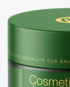 Frosted Green Glass Cosmetic Jar Mockup