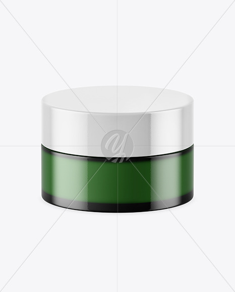 Green Glass Cosmetic Jar Mockup