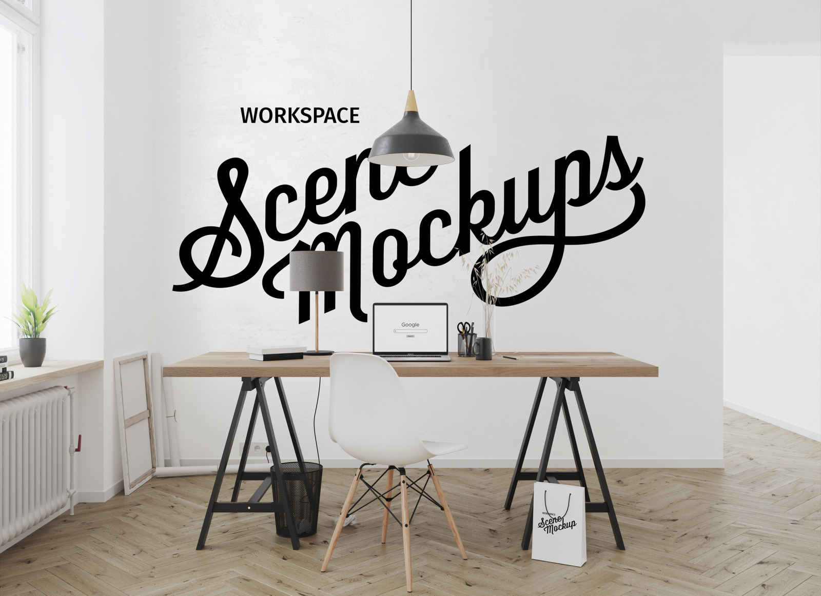 Workspace desk Interior mockups