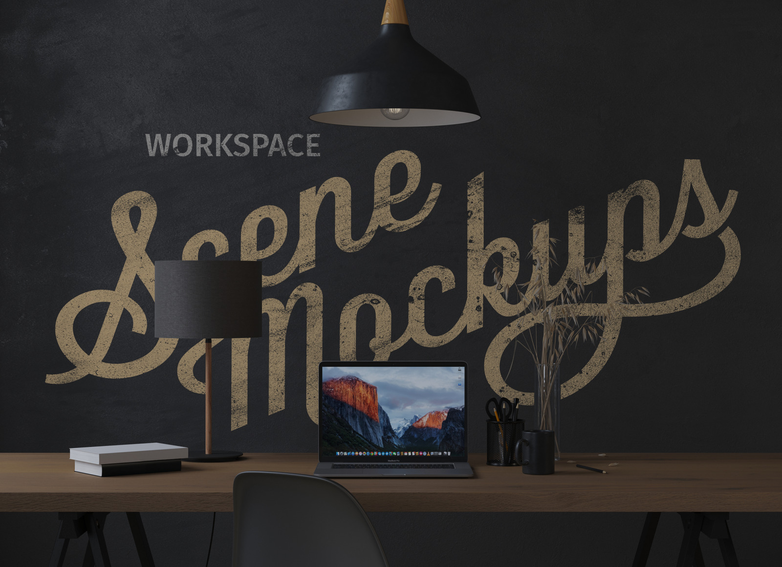 Workspace desk Interior mockups