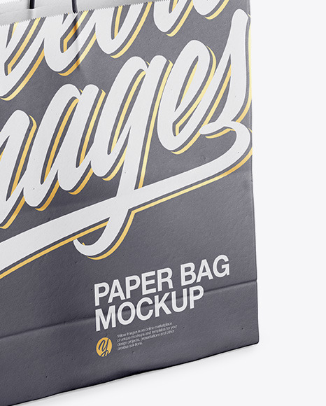 Paper Shopping Bag with Rope Handle Mockup - Halfside View