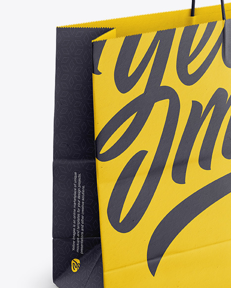 Paper Shopping Bag with Rope Handle Mockup - Halfside View