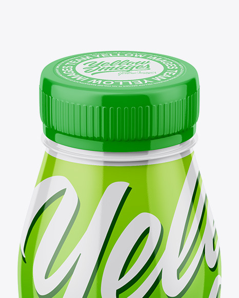 Glossy Plastic Bottle Mockup - Front View (High-Angle Shot)