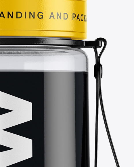 Sport Bottle With Black Water Mockup