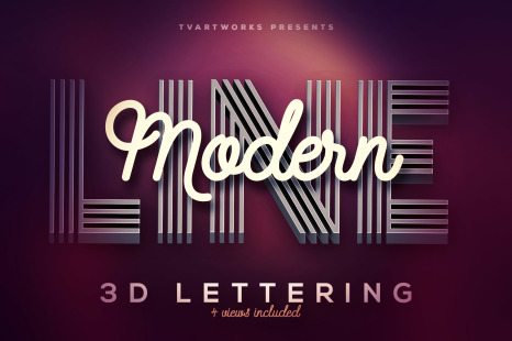 Modern Lines 3D Lerttering - Premium