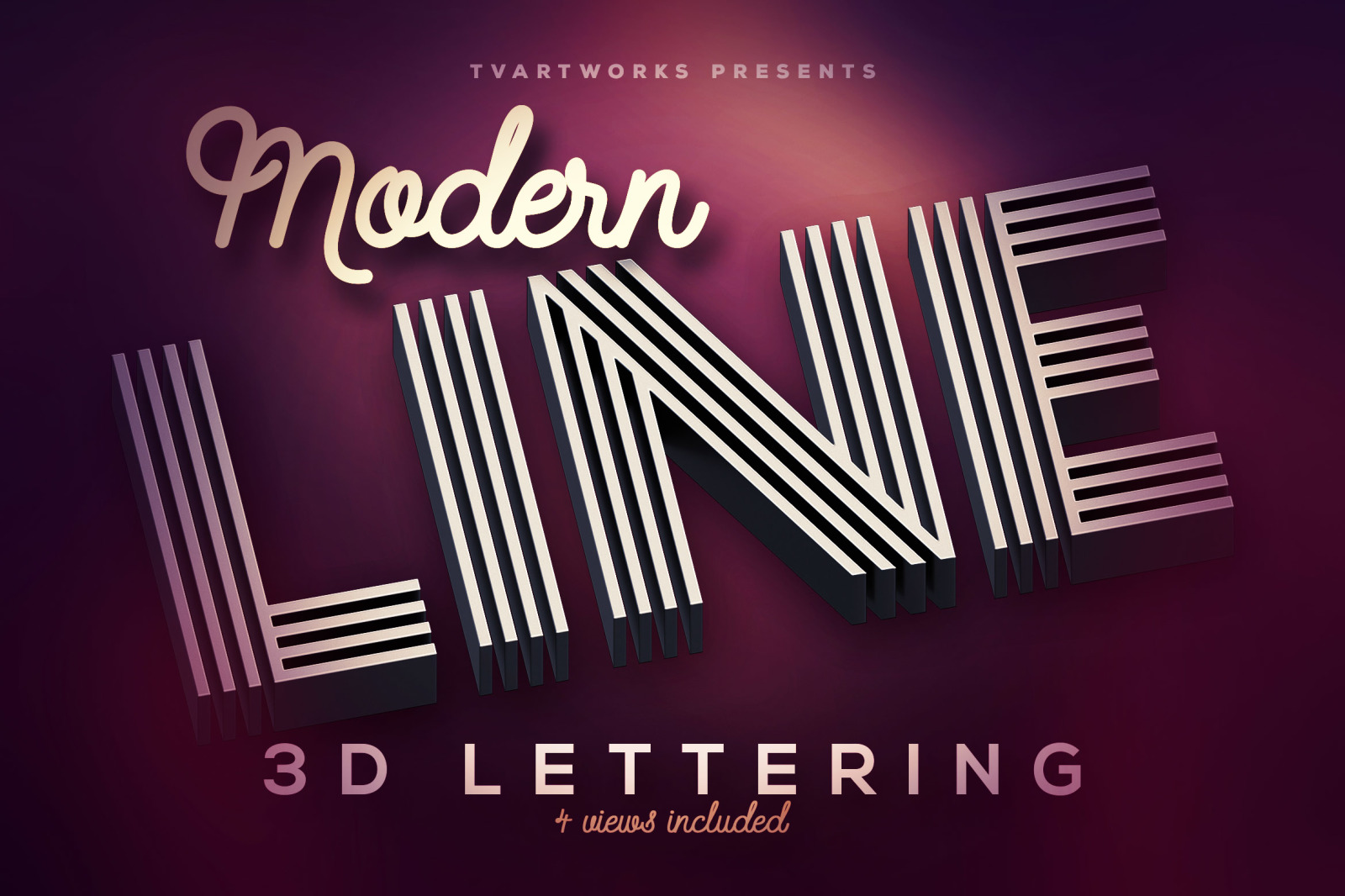 Modern Lines 3D Lerttering Modern Lines 3D Lerttering