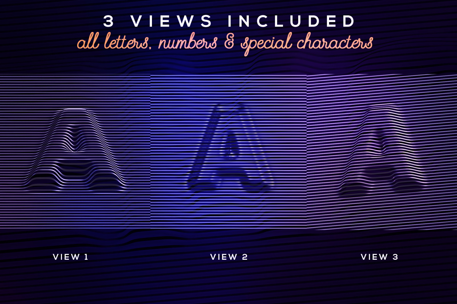Embossed Lines 3D Lerttering Embossed Lines 3D Lerttering