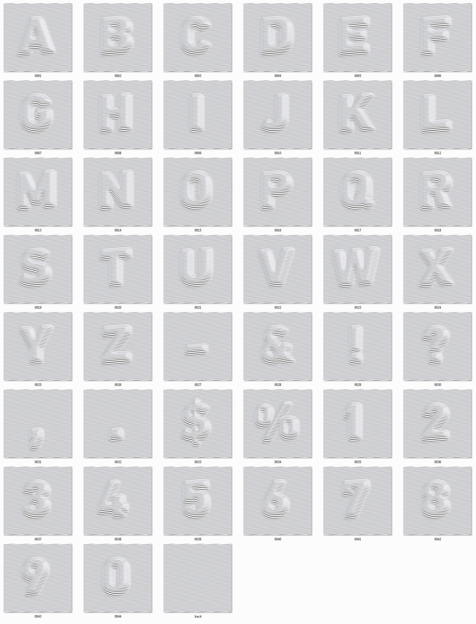 Embossed Lines 3D Lerttering Embossed Lines 3D Lerttering