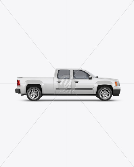 Full-Size Pickup Truck Mockup - Side View