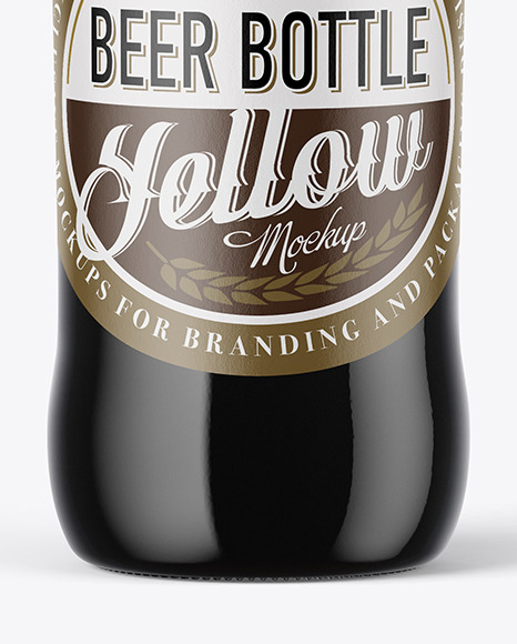 Amber Glass Beer Bottle Mockup