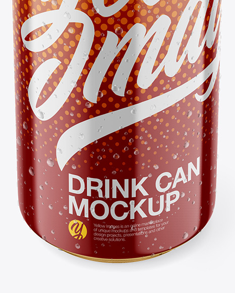 Glossy Drink Can W/ Condensation Mockup