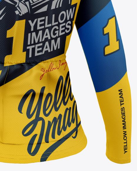 Women`s Cycling Jersey Mockup - Back Half Side View