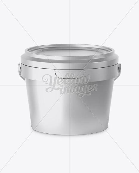 Metallic Paint Bucket Mockup - Front view (High-Angle Shot)