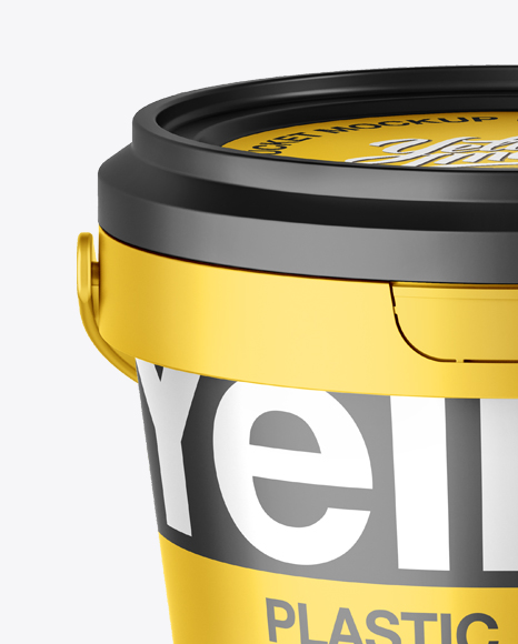 Metallic Paint Bucket Mockup - Front view (High-Angle Shot)