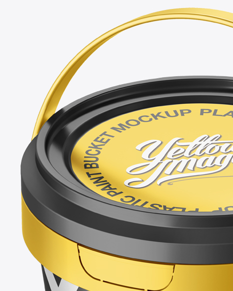 Metallic Paint Bucket Mockup - Halfside view (High-Angle Shot) - Free