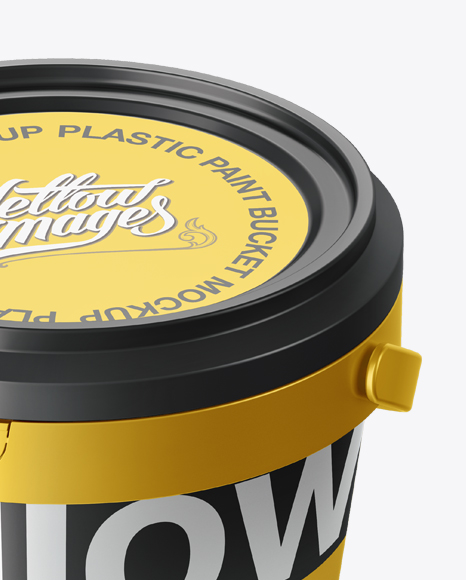 Metallic Paint Bucket Mockup - Halfside view (High-Angle Shot)