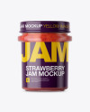 Glass Strawberry Jam Jar Mockup - Front View