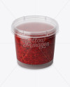 Glossy Plastic Container With Raspberry Jam Mockup - High-Angle Shot