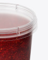 Glossy Plastic Container With Raspberry Jam Mockup - High-Angle Shot