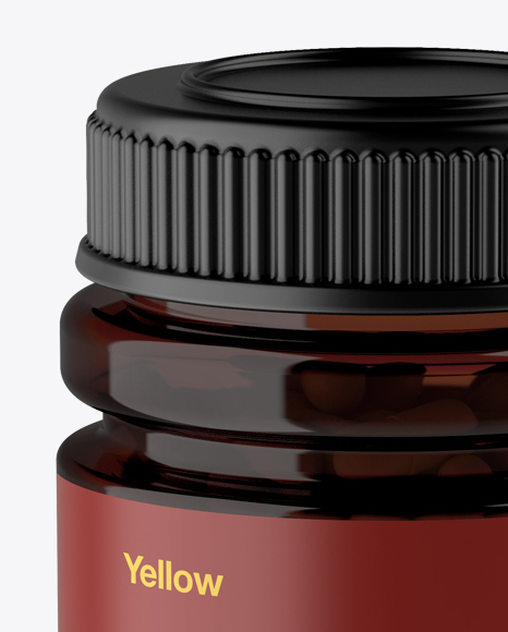 Amber Bottle With Capsules Mockup - High-Angle Shot