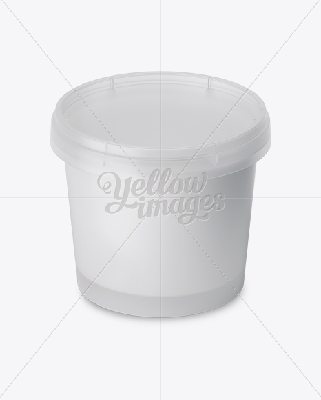 Frosted Plastic Container With Sour Cream Mockup - High-Angle Shot