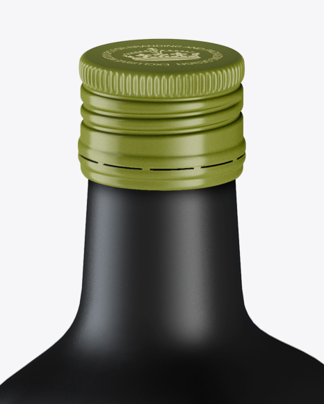 0.75L Black Matte Olive Oil Bottle Mockup - Halfside View (High-Angle Shot)