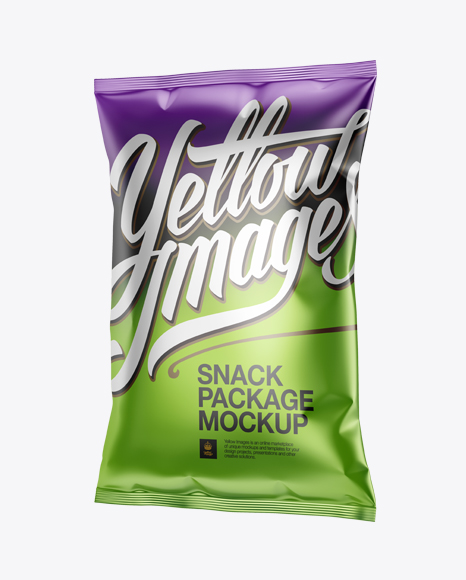 Matte Metallic Snack Package Mockup - Halfside view