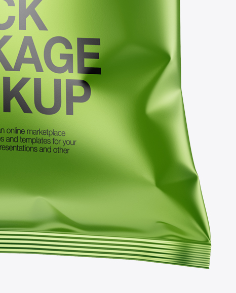 Matte Metallic Snack Package Mockup - Halfside view