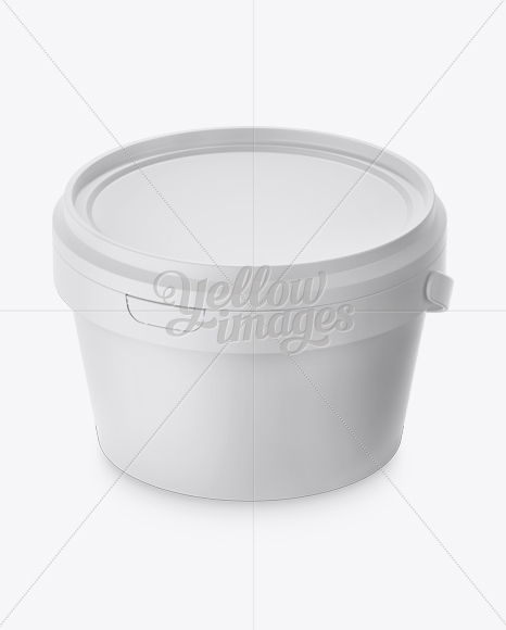 Plastic Paint Bucket Mockup - Halfside view (High-Angle Shot)