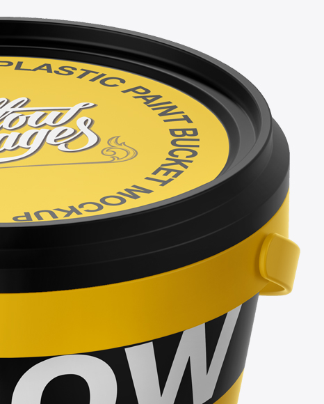 Plastic Paint Bucket Mockup - Halfside view (High-Angle Shot)