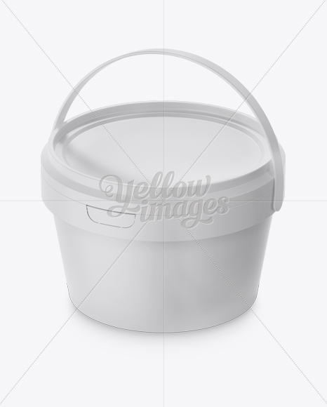 Plastic Paint Bucket Mockup - Halfside view (High-Angle Shot)