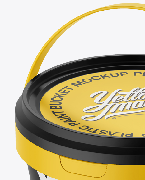 Plastic Paint Bucket Mockup - Halfside view (High-Angle Shot)