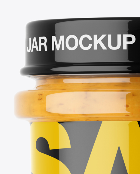 Mustard Glass Jar Mockup - Eye-Level Shot Mustard Glass Jar Mockup - Eye-Level Shot