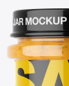 Mustard Glass Jar Mockup - Eye-Level Shot Mustard Glass Jar Mockup - Eye-Level Shot