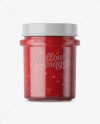 Glass Jar With Raspberry Jam Mockup - Eye-Level Shot