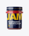 Glass Jar With Raspberry Jam Mockup - Eye-Level Shot