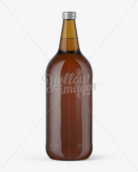 40oz Amber Glass Bottle with Light Beer Mockup