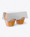 Peach Apple Sauce 4-4 Oz. Cups Mockup - Halfside View - Free Download