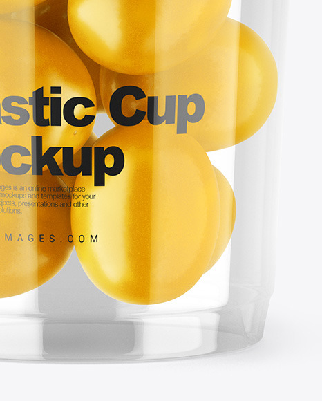 Cup with Yellow Cherry Tomatoes Mockup