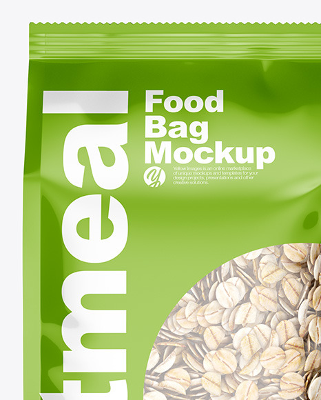 Food Bag w/ Oatmeal Mockup Food Bag w/ Oatmeal Mockup